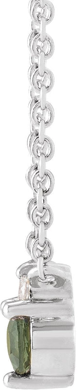 14K Gold Round Natural Green Sapphire & Natural Diamond Accented Necklace - White Gold - view 2