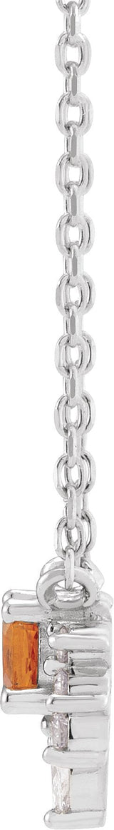 Platinum Round Natural Citrine & Natural Diamond Accented Necklace - view 2