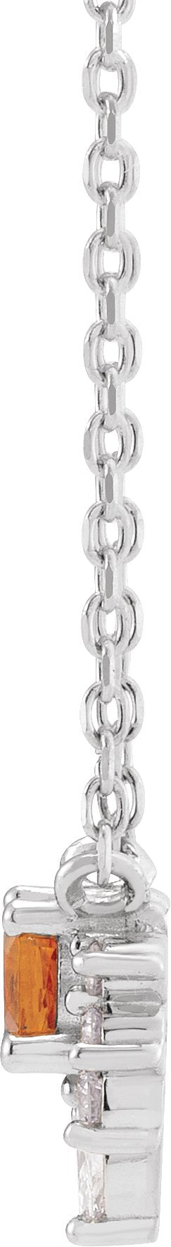 14K Gold Round Natural Citrine & Natural Diamond Accented Necklace – 0.08 CTW - White Gold - view 2