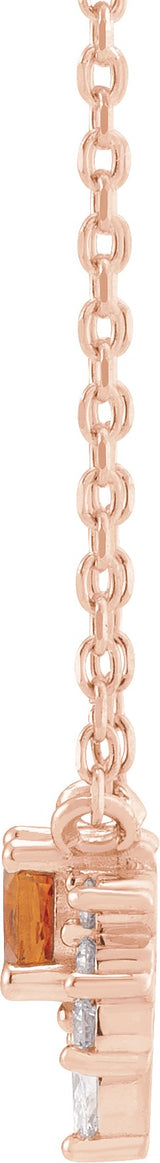 14K Gold Round Natural Citrine & Natural Diamond Accented Necklace – 0.08 CTW - Rose Gold - view 2
