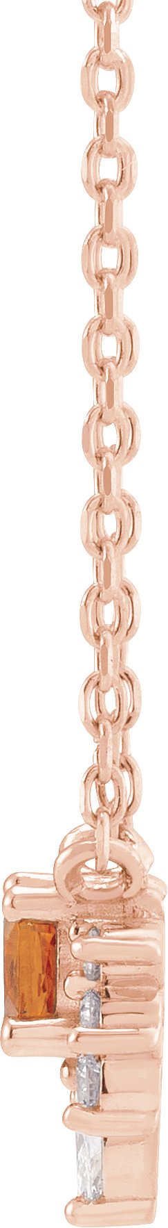 14K Gold Round Natural Citrine & Natural Diamond Accented Necklace – 0.08 CTW - Rose Gold - view 2