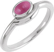 Platinum Oval Natural Pink Tourmaline Bezel-Set Cabochon Ring