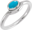 Platinum Oval Natural Turquoise Bezel-Set Cabochon Ring
