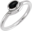 Platinum Oval Natural Black Onyx Bezel-Set Cabochon Ring