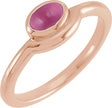 14K Gold Oval Natural Pink Tourmaline Bezel-Set Cabochon Ring - Rose Gold
