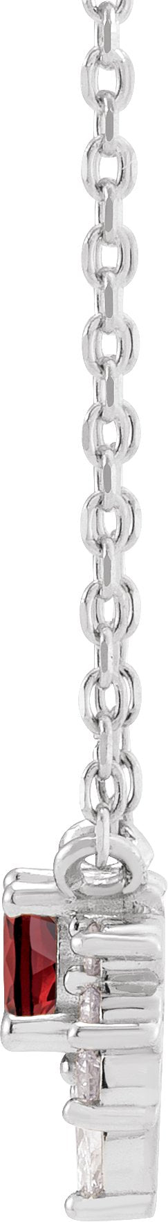 Platinum Round Natural Mozambique Garnet & Natural Diamond Accented Necklace – 0.08 CTW - view 2