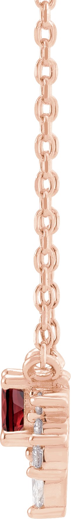 14K Gold Round Natural Mozambique Garnet & Natural Diamond Accented Necklace – 0.08 CTW - Rose Gold - view 2