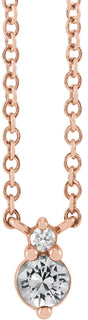 14K Gold Round Natural White Sapphire & Natural Diamond Accented Necklace – 0.015 CTW - Rose Gold