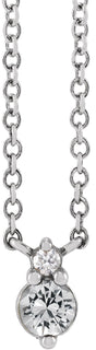 Platinum Round Natural White Sapphire & Natural Diamond Accented Necklace – 0.015 CTW