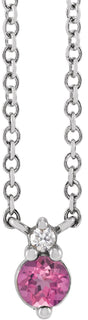 Platinum Round Natural Pink Sapphire & Natural Diamond Accented Necklace