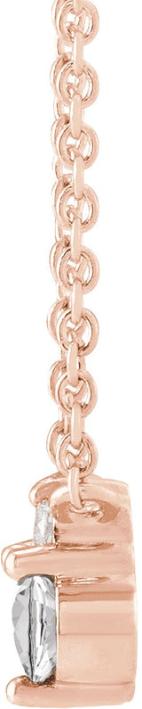 14K Gold Round Natural White Sapphire & Natural Diamond Accented Necklace – 0.015 CTW - Rose Gold - view 2