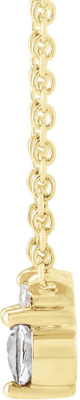14K Gold Round Natural White Sapphire & Natural Diamond Accented Necklace – 0.015 CTW - Yellow Gold - view 2