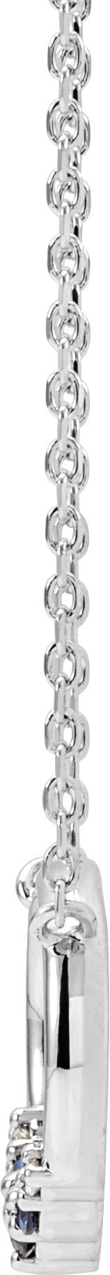 Platinum Round Natural Blue Sapphire & Natural Diamond Circle Necklace - view 2