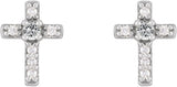 Platinum Round Natural White Sapphire Accented Cross Earrings - view 4