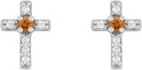 Platinum Round Natural Citrine Accented Cross Earrings – 1.5-2mm Stones - view 4