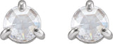 Platinum Natural Diamond Round 3-Prong Claw Rose-Cut Stud Earrings - view 4
