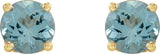 14K Gold Natural Aquamarine Round 4-Prong Stud Earrings – 4-6.5mm Stones - Yellow Gold - view 2