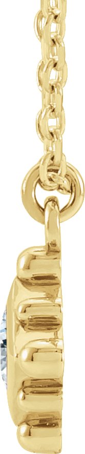 14K Gold Square Natural White Sapphire Bezel-Set Beaded Necklace - Yellow Gold - view 4