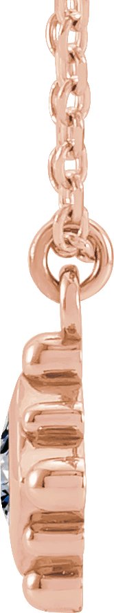 14K Gold Square Natural White Sapphire Bezel-Set Beaded Necklace - Rose Gold - view 4