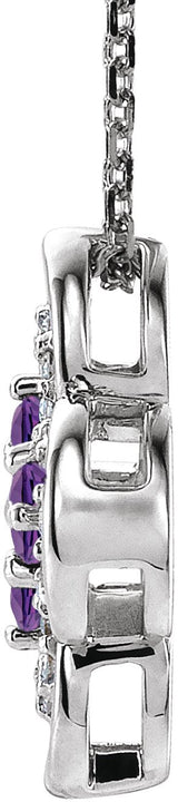 14K Gold Round Natural Amethyst Clover Necklace or Pendant – 0.08 CTW - White Gold - view 4
