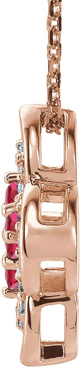14K Gold Round Natural Ruby Clover Necklace or Pendant – 0.08 CTW - Rose Gold - view 4