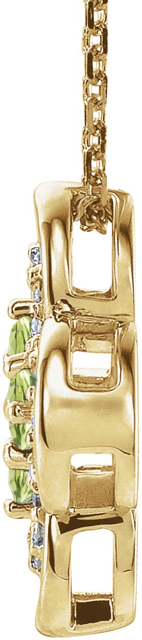 14K Gold Round Natural Peridot Clover Necklace or Pendant – 0.08 CTW - Yellow Gold - view 4
