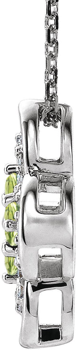 14K Gold Round Natural Peridot Clover Necklace or Pendant – 0.08 CTW - White Gold - view 4