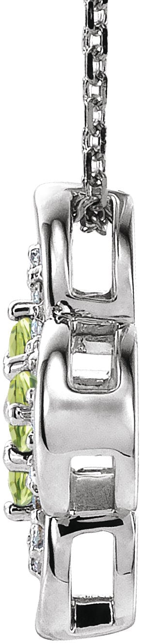 Platinum Round Natural Peridot Clover Necklace or Pendant – 0.08 CTW - view 4