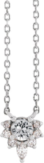 Platinum Round Natural White Sapphire & Natural Diamond Accented Necklace – 0.08 CTW