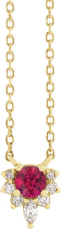 14K Gold Round Lab-Grown Ruby & Natural Diamond Accented Necklace - Yellow Gold