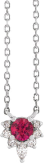 Platinum Round Natural Ruby & Natural Diamond Accented Necklace