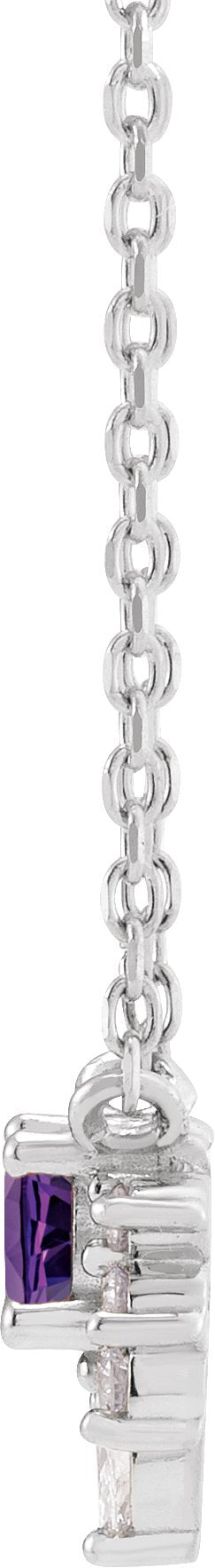 Platinum Round Natural Amethyst & Natural Diamond Accented Necklace - view 2