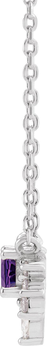 14K Gold Round Natural Amethyst & Natural Diamond Accented Necklace - White Gold - view 2