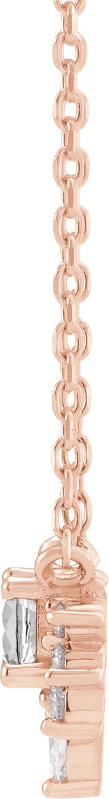 14K Gold Round Natural White Sapphire & Natural Diamond Accented Necklace – 0.08 CTW - Rose Gold - view 2