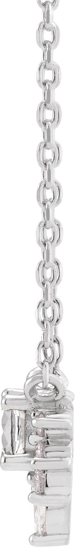 Platinum Round Natural White Sapphire & Natural Diamond Accented Necklace – 0.08 CTW - view 2