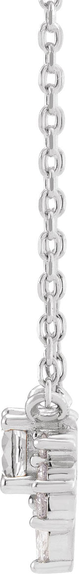 14K Gold Round Natural White Sapphire & Natural Diamond Accented Necklace – 0.08 CTW - White Gold - view 2