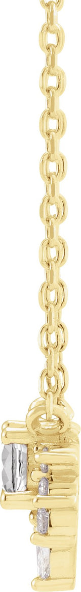 14K Gold Round Natural White Sapphire & Natural Diamond Accented Necklace – 0.08 CTW - Yellow Gold - view 2