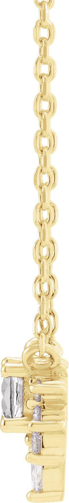 14K Gold Round Natural White Sapphire & Natural Diamond Accented Necklace – 0.08 CTW - Yellow Gold - view 2