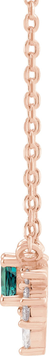 14K Gold Round Natural Alexandrite & Natural Diamond Accented Necklace - Rose Gold - view 2