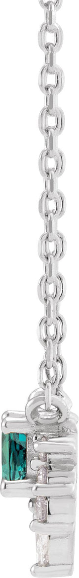 Platinum Round Lab-Grown Alexandrite & Natural Diamond Accented Necklace - view 2