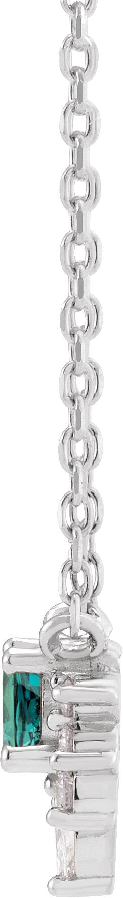 Platinum Round Lab-Grown Alexandrite & Natural Diamond Accented Necklace - view 2