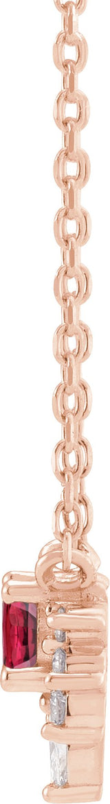 14K Gold Round Lab-Grown Ruby & Natural Diamond Accented Necklace - Rose Gold - view 2