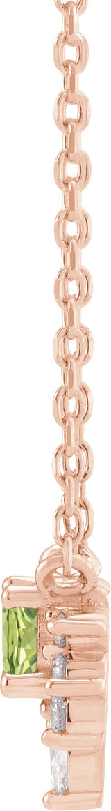 14K Gold Round Natural Peridot & Natural Diamond Accented Necklace - Rose Gold - view 2