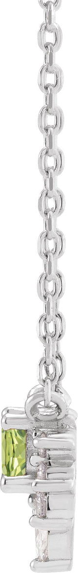 14K Gold Round Natural Peridot & Natural Diamond Accented Necklace - White Gold - view 2