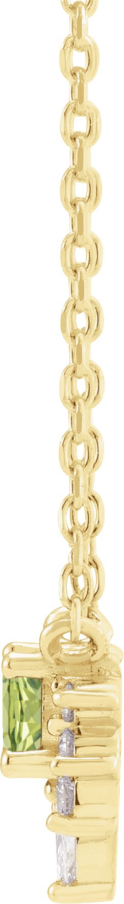 14K Gold Round Natural Peridot & Natural Diamond Accented Necklace - Yellow Gold - view 2