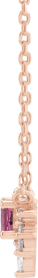 14K Gold Round Natural Pink Tourmaline & Natural Diamond Accented Necklace – 0.08 CTW - Rose Gold - view 2