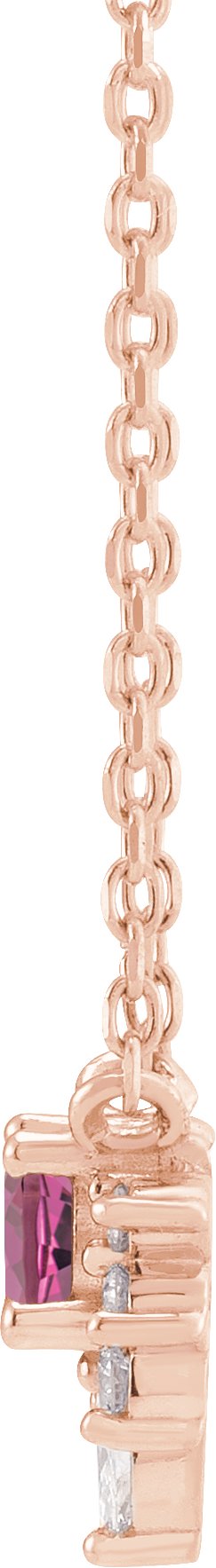 14K Gold Round Natural Pink Tourmaline & Natural Diamond Accented Necklace – 0.08 CTW - Rose Gold - view 2