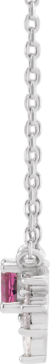 14K Gold Round Natural Pink Tourmaline & Natural Diamond Accented Necklace – 0.08 CTW - White Gold - view 2