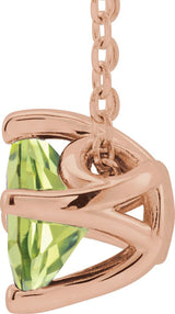 14K Gold Square Natural Peridot Solitaire Necklace or Slide Pendant - Rose Gold - view 4