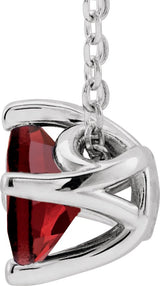 Platinum Square Natural Mozambique Garnet Solitaire Necklace or Slide Pendant - view 4